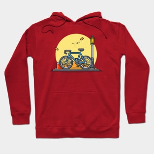 Bike in Park with Street Lamp Cartoon Vector Icon Illustration Hoodie
